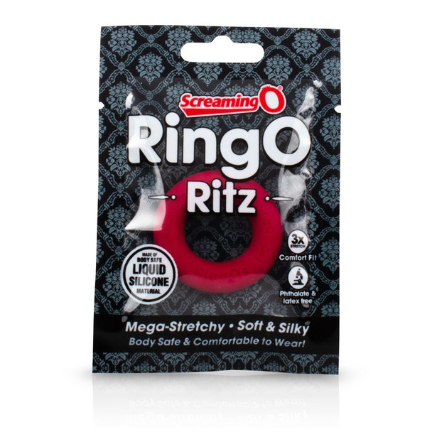 Screaming O RingO Ritz Cock Penis Ring Liquid Silicone | 3x Stretch Comfort Fit | Red