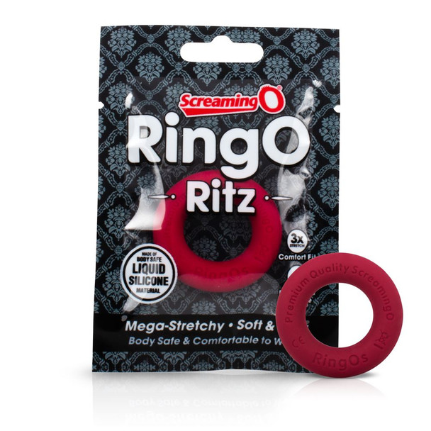 Screaming O RingO Ritz Cock Penis Ring Liquid Silicone | 3x Stretch Comfort Fit | Red