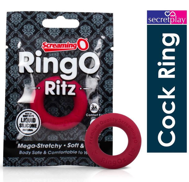 Screaming O RingO Ritz Cock Penis Ring Liquid Silicone | 3x Stretch Comfort Fit | Red 