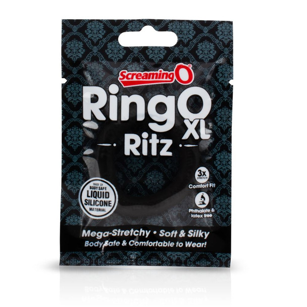 Screaming O RingO Ritz XL Cock Penis Ring Liquid Silicone | Large Size - 3x Stretch | Black