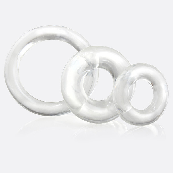 Screaming O RingO x 3 Clear Penis Cock Ring | 3 Size Sensations Erection Reusable 