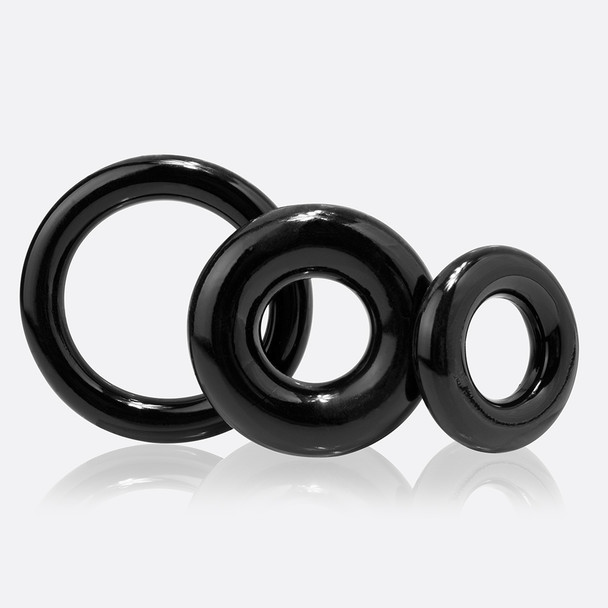 Screaming O RingO x 3 Black Penis Cock Ring, 3 Size Sensations Erection Reusable