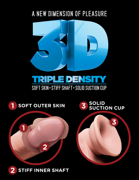 Pipedream King Cock Triple Density Dildo Cock 6" | 15cm Suction Cup Strap-On Soft Skins
