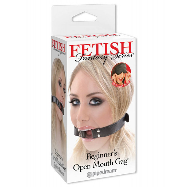 Pipedream Fetish Fantasy Beginner's Open Mouth Gag | Adjustable Vinyl Head Strap Black