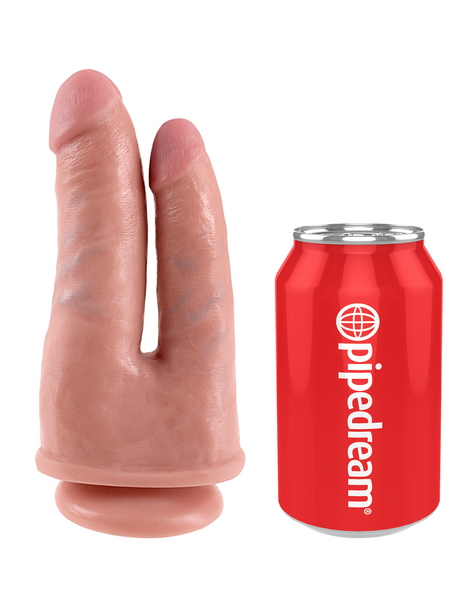 Pipedream King Cock Double Penetrator Dildo | Large 6" Small 4.5" | Suction Cup | Dildo Harness Compatible