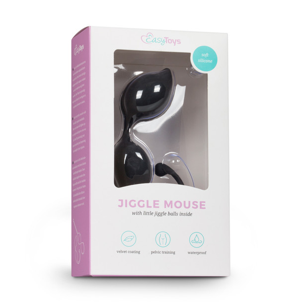 EasyToys Jiggle Mouse Balls  | Pelvic Floor Training Silicone Kegel Exerciser  | Improve Bladder Control Balls | Black