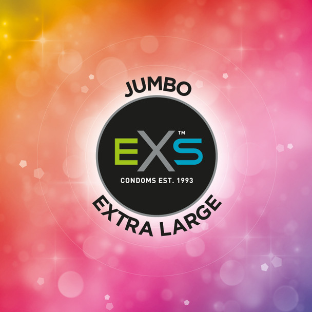 144 x Exs Jumbo Super King Size Condoms | Vegan | Width 69mm | Length 221mm | Biggest Size Condoms