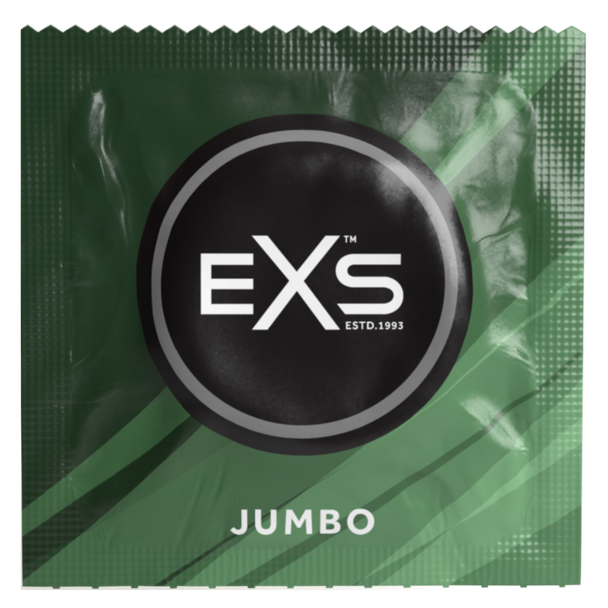 144 x Exs Jumbo Extra Large Size Condoms | Super King Size Vegan | Width 69mm | Length 221mm | Biggest Size Condoms