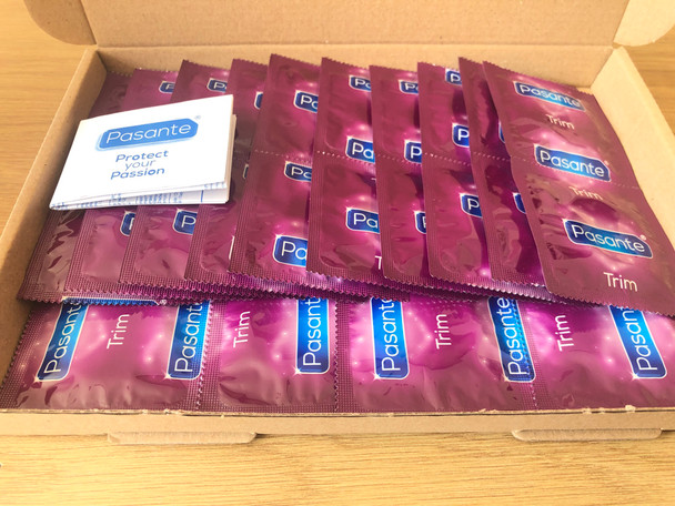 24 x Pasante Trim Condoms | Closer Fit Small Size Condoms | Bulk Wholesale