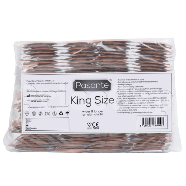 144 x Pasante King Size Condoms | Wider & Longer | 60mm Width | CE KiteMarked