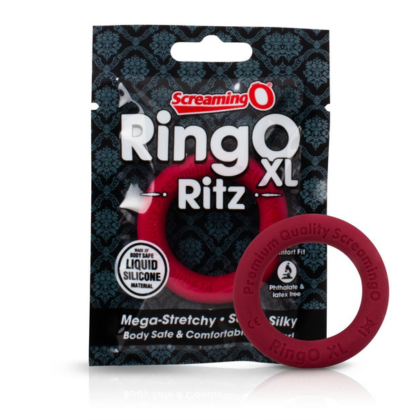 Screaming O RingO Ritz XL Cock Penis Silicone Ring | Large Size - 3x Stretch | Red