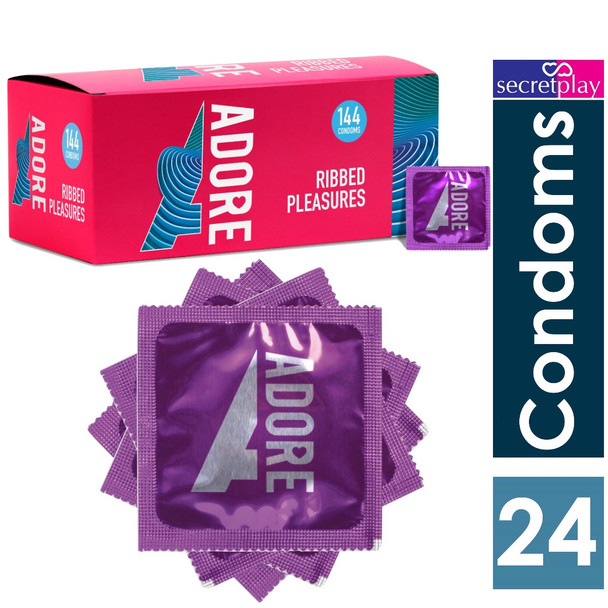 24 x Adore Extra Sure Condoms | Smooth Lubricated Latex Condoms |