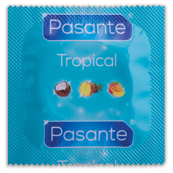 24 x Pasante Tropical Exotic Taste Flavoured Condoms | Mango Coconut Pineapple