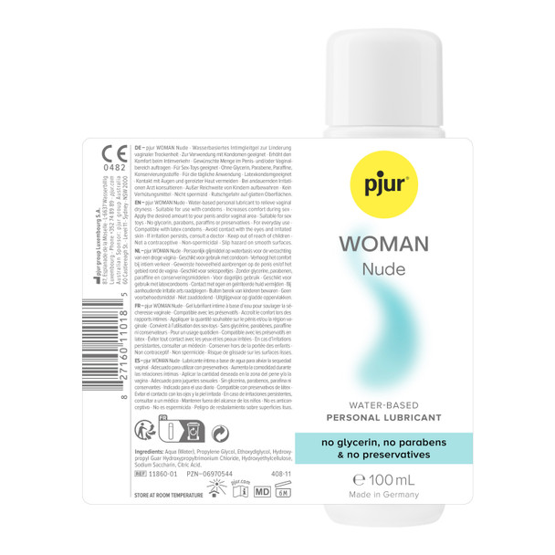2 x Pjur Woman Nude Water Based Lubricant | 100 ml | Silky Smooth Lube
