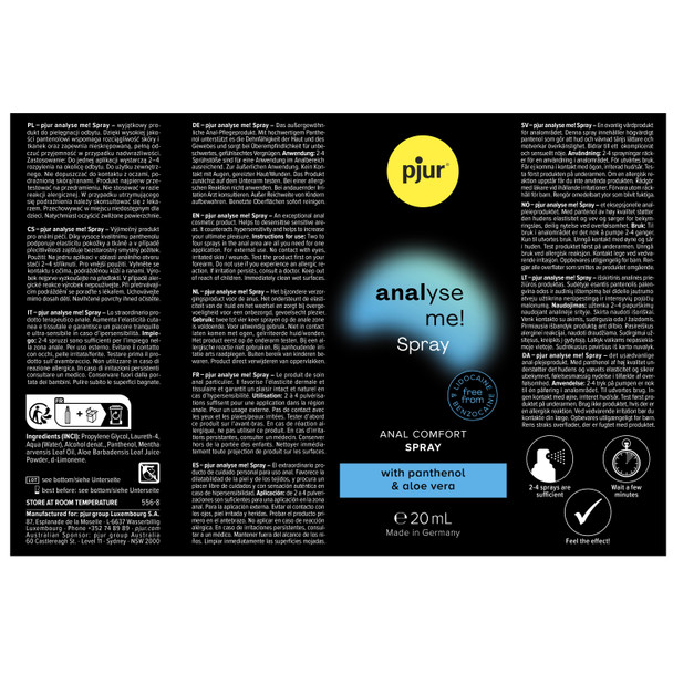 Pjur Analyse Me Anal Comfort Spray 20 ml | Relaxation Spray For Anal Sex Lubricant