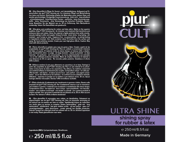 Pjur Cult Ultra Shine 250 ml & Dressing Aid 100 ml | Combo Deal | Shining Spray Latex Rubber Clothes |