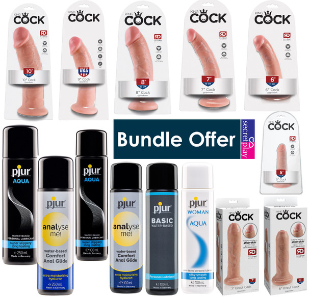 Pjur Water Based Lubricants Lube | King Cock Realistic Dildos Without Balls | Combo Saving Deals |