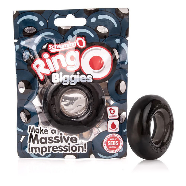 Screaming O RingO Biggies Cock Ring | Super Stretchy Reusable Penis Ring |Black 