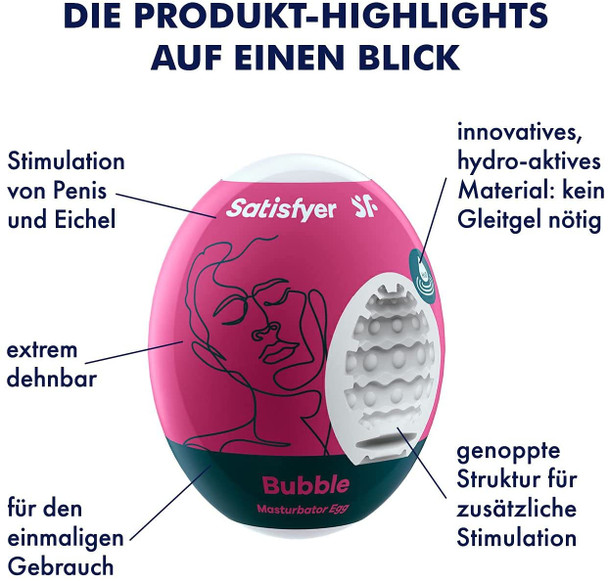 Satisfyer Masturbator Egg | Bubble | Stretchy Hydro Active Masturbator Stroker