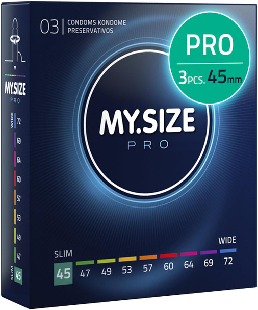 My Size Pro Condoms Pack of 3 | 45 mm | Small Slim Snug Trim Close Fit Size | 