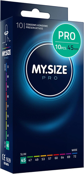 My Size Pro Condoms Pack of 10 | 45 mm | Slim Small Snug Trim Close Fit Size | Latex Condoms