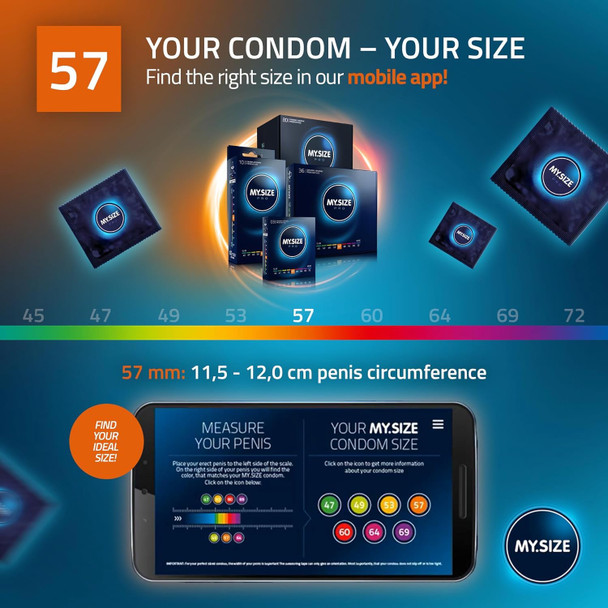 My Size Pro Condoms Pack of 3 | 57 mm | Vegan | Regular Size Latex Condoms |