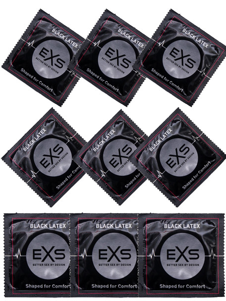 Exs Black Latex Condoms | Pack of 12 | Vegan Condoms | Black Coloured