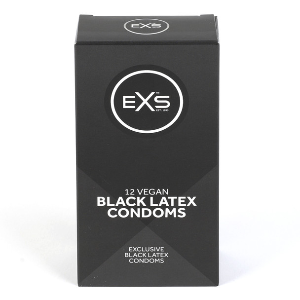 Exs Black Latex Condoms | Pack of 12 | Vegan Condoms | Black Coloured