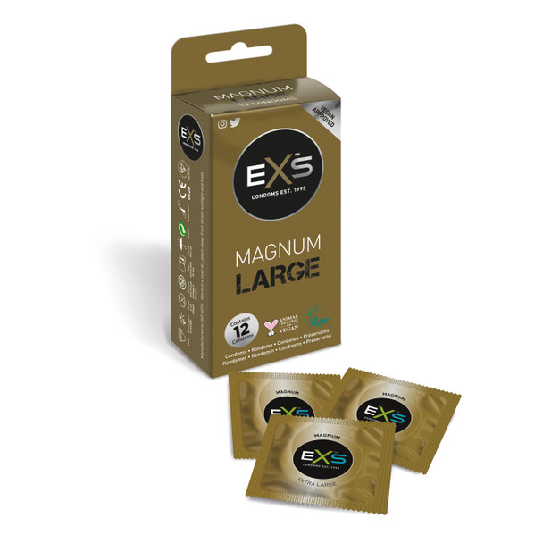 Exs Magnum Extra Large Condoms | Pack of 12 | 60mm Width 190mm Length