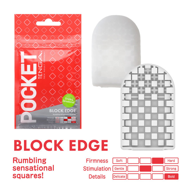 Tenga Pocket Block Edge Male Masturbator Stroker | Sing Use | Flexible Very Fine Texture | Sex Toy