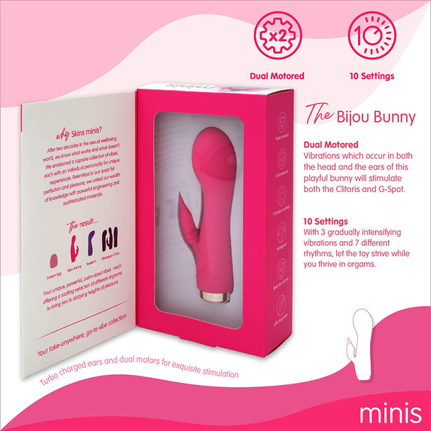 Skins Mini’s Bijou Bunny Vibrator | G Spot Rabbit Vibrator For Women | USB Charging