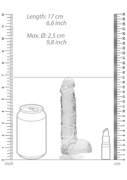 RealRock Realistic 6" Inch / 15cm Dildo with Balls | Clear Rocksolid Super Flexible