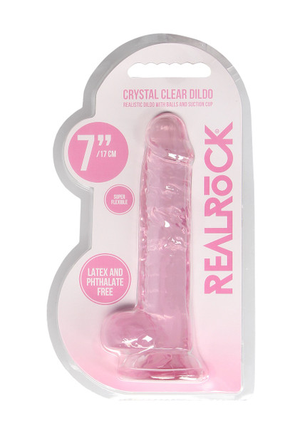 RealRock Realistic 7" Inch / 17cm Dildo with Balls | Pink Rocksolid Super Flexible