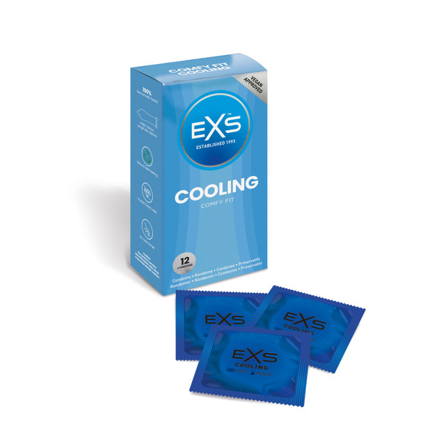 Exs Cooling Comfy Fit Condoms Pack of 12 | Vegan Approved | CE Kite Mark Condoms