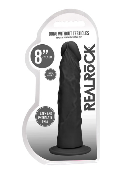 Real Rock Realistic Dildo Dong 8" Inch Black  | Suction Cup Strap-On | Unisex Dildos Sex Toy