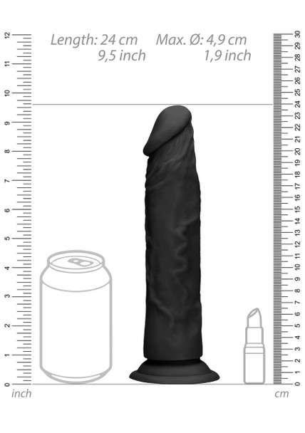 Real Rock Realistic Dildo Dong 9" Inch Black  | Suction Cup Strap-On | Unisex Dildos Sex Toy