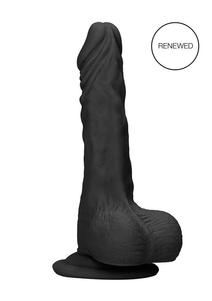  Real Rock Realistic Dildo Dong 7" Inch With Balls Black | Suction Cup Strap-On | Unisex Dildos Sex Toy