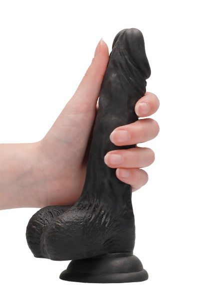 Real Rock Realistic Dildo Dong 7" Inch With Balls Black | Suction Cup Strap-On | Unisex Dildos Sex Toy