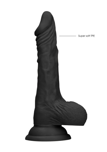  Real Rock Realistic Dildo Dong 7" Inch With Balls Black | Suction Cup Strap-On | Unisex Dildos Sex Toy