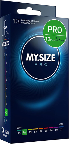 My Size Pro Condoms Pack of 10 | 47 mm | Slim Small Snug Trim Close Fit Size |  Latex Condoms