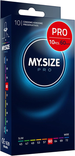 My Size Pro Condoms Pack of 10  | 60 mm | Vegan | Silicone Lubricated Latex Condoms | 