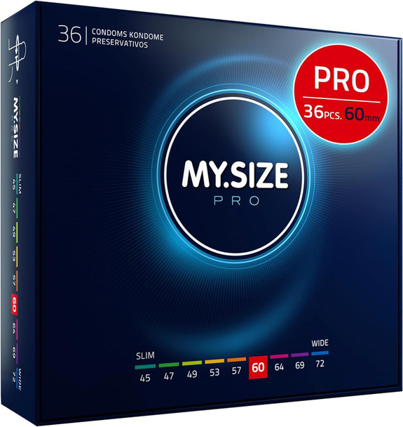 My Size Pro Condoms Pack of 36 | 60 mm | Vegan | Silicone Lubricated Latex Condoms | 