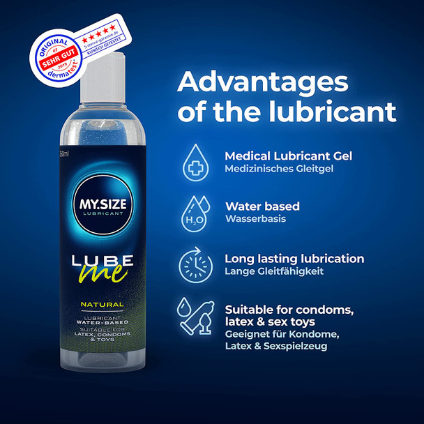  MY SIZE Lube Me Natural Premium Lubricant 250ml | Water Based Lube Glide | Suitable With Latex Condoms & Toys