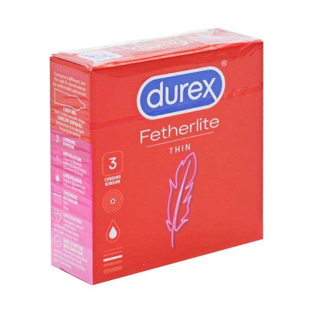 18 x Durex Fetherlite Thin Condoms ( 6 x Pack 3 ) | Sealed Pack | Width 52.5mm | Sensitive 
