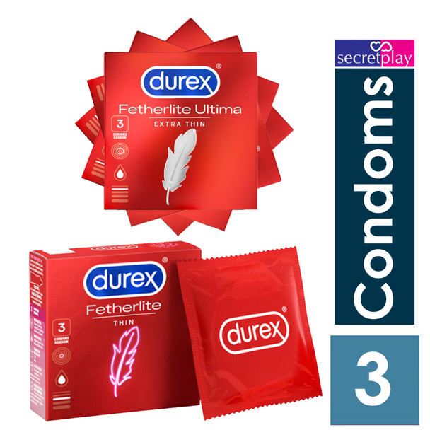 18 x Durex Fetherlite Thin Condoms ( 6 x Pack 3 ) | Sealed Pack | Width 52.5mm | Sensitive 