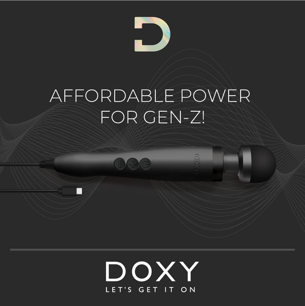 Doxy USB-C Wand Body Massager | Multi Speed Strong Vibration Vibrator | Black