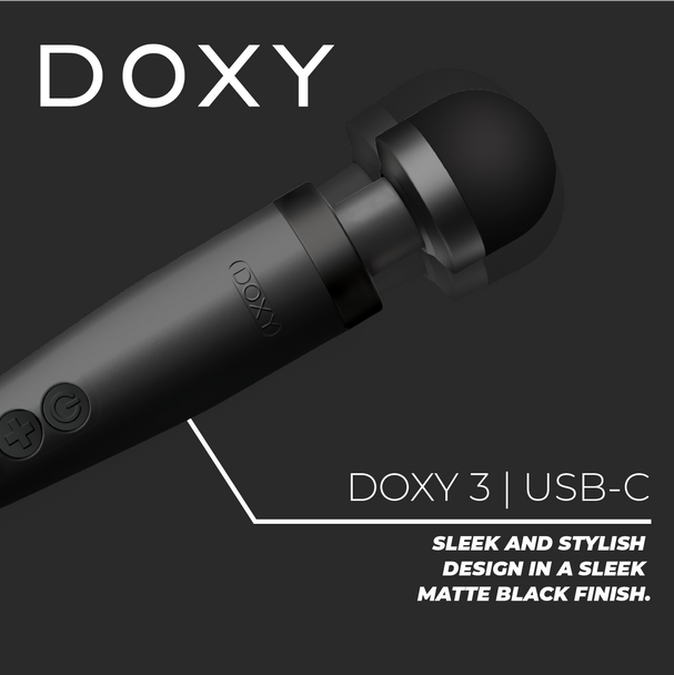 Doxy USB-C Wand Body Massager | Multi Speed Strong Vibration Vibrator | Black