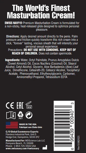 Swiss Navy Premium Male Masturbation Cream 150ml | Non Sticky