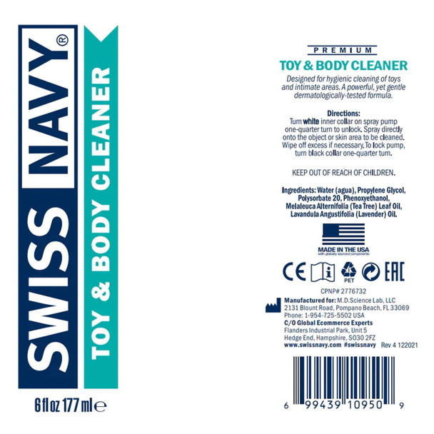 Swiss Navy Sex Toy and Body Cleaner Foaming 207ml | Effective Hygiene Care for Erotic Adult Toys