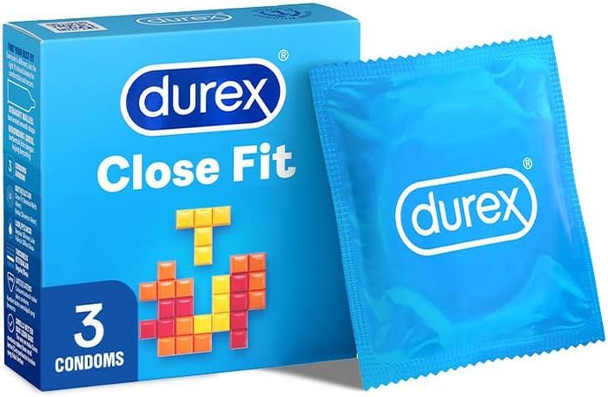 18 x Durex Close Fit Condoms ( 6 x Pack 3 ) | Nominal Width 49mm | Tighter Fit Slim Snug Trim Size Condoms